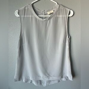 Poetry grey sheer 100% silk high neck tank top sleeveless blouse Women’s sz 4